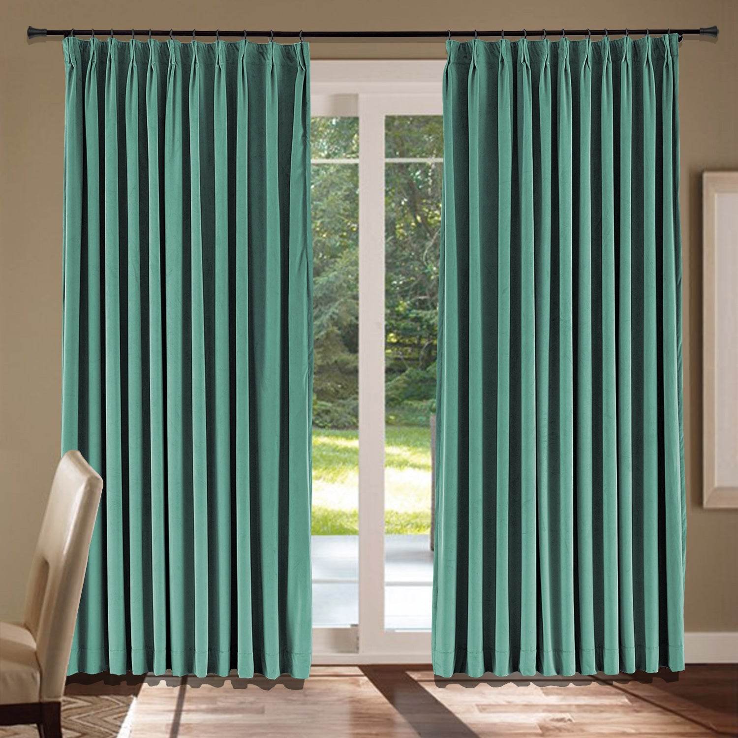 MJ11 Soft Velvet Blackout Drapes For Living Room Bedroom Pinch Pleat - Cololeaf