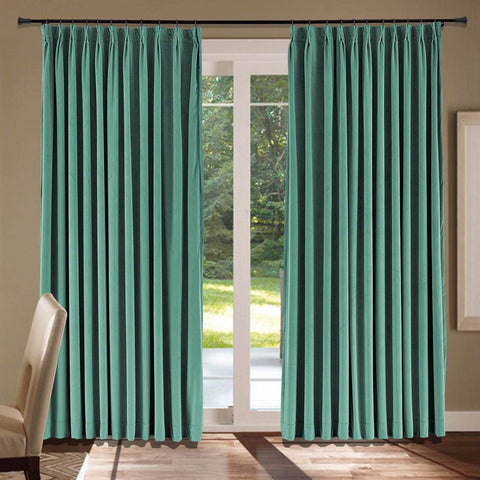 MJ11 Soft Velvet Blackout Drapes For Living Room Bedroom Pinch Pleat - Cololeaf