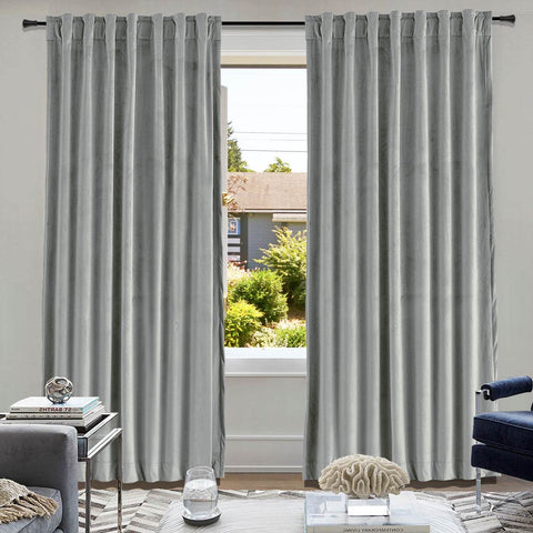MJ11 Soft Soundproof Luxury Velvet Blackout Drapes Back Tab and Rod Pocket - Cololeaf