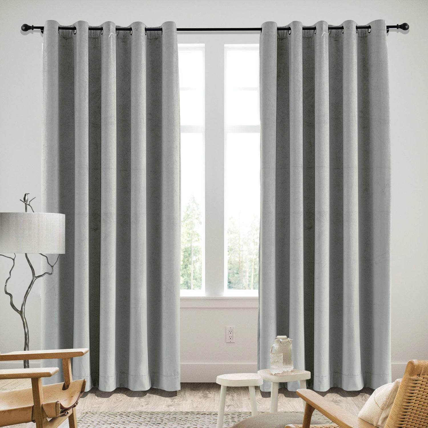 MJ11 Soft Velvet Blackout Drapes For Living Room Bedroom Grommet - Cololeaf