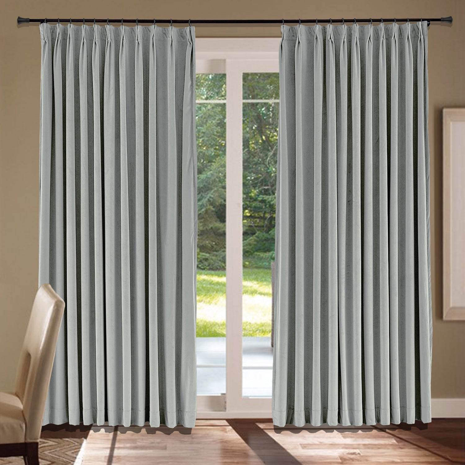 MJ11 Soft Velvet Blackout Drapes For Living Room Bedroom Pinch Pleat - Cololeaf