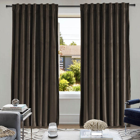 MJ11 Soft Soundproof Luxury Velvet Blackout Drapes Back Tab and Rod Pocket - Cololeaf