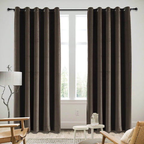 MJ11 Soft Velvet Blackout Drapes For Living Room Bedroom Grommet - Cololeaf