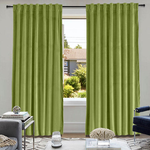 MJ11 Soft Soundproof Luxury Velvet Blackout Drapes Back Tab and Rod Pocket - Cololeaf