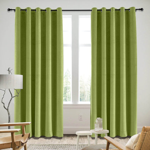 MJ11 Soft Velvet Blackout Drapes For Living Room Bedroom Grommet - Cololeaf
