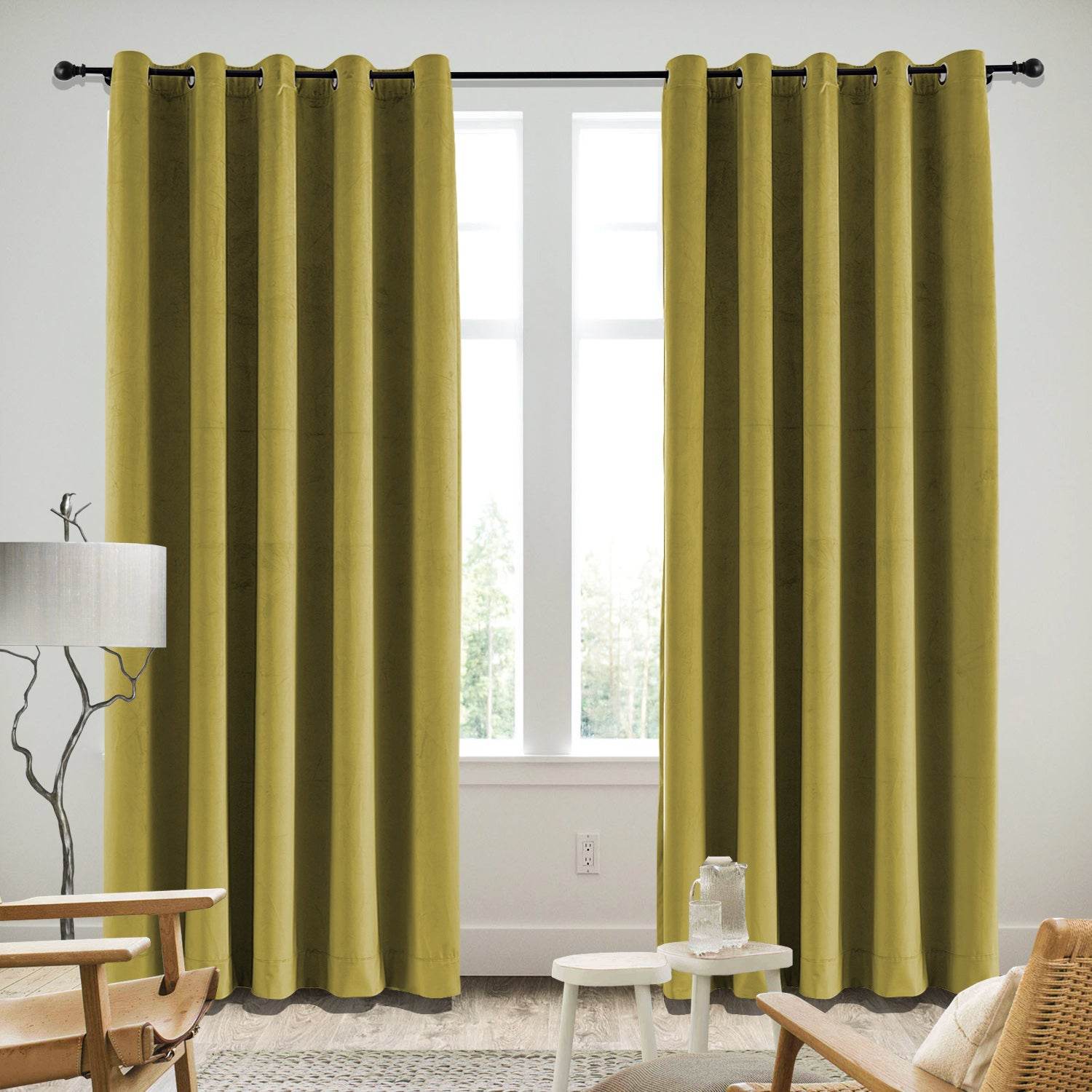 MJ11 Soft Velvet Blackout Drapes For Living Room Bedroom Grommet - Cololeaf