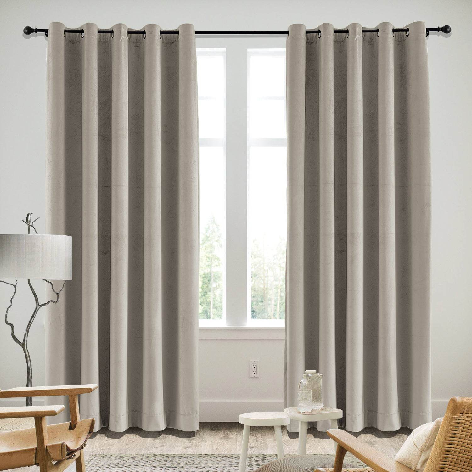MJ11 Soft Velvet Blackout Drapes For Living Room Bedroom Grommet - Cololeaf