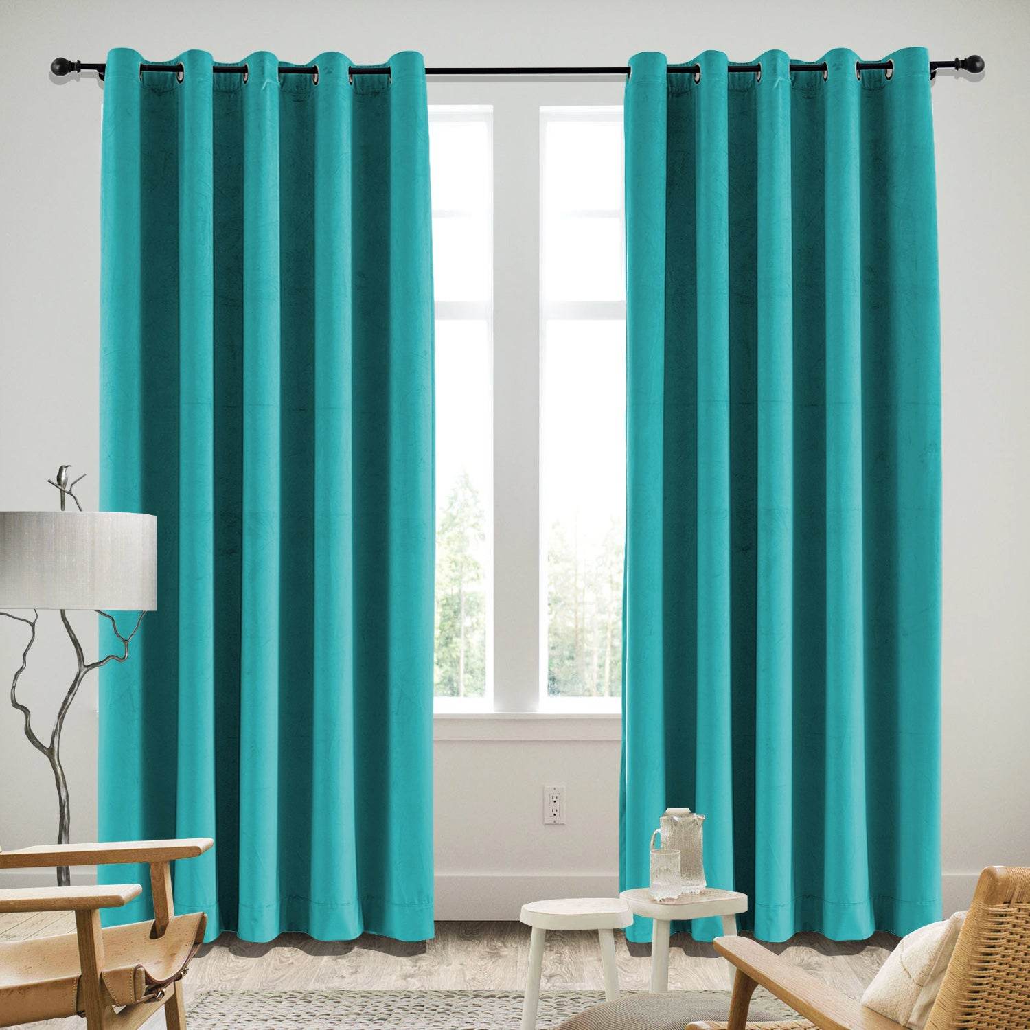 MJ11 Soft Velvet Blackout Drapes For Living Room Bedroom Grommet - Cololeaf