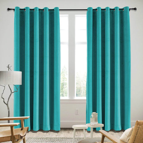 MJ11 Soft Velvet Blackout Drapes For Living Room Bedroom Grommet - Cololeaf