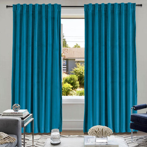 MJ11 Soft Soundproof Luxury Velvet Blackout Drapes Back Tab and Rod Pocket - Cololeaf