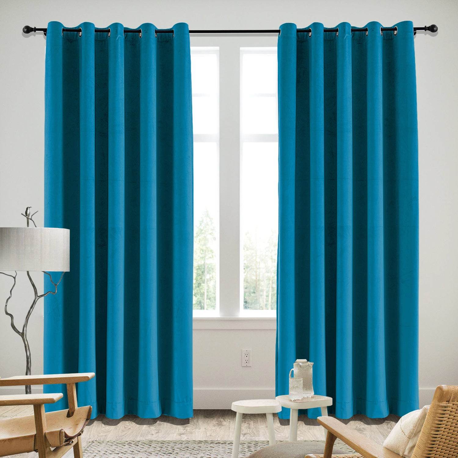 MJ11 Soft Velvet Blackout Drapes For Living Room Bedroom Grommet - Cololeaf