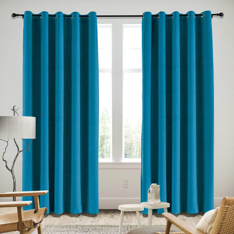 MJ11 Soft Velvet Blackout Drapes For Living Room Bedroom Grommet - Cololeaf