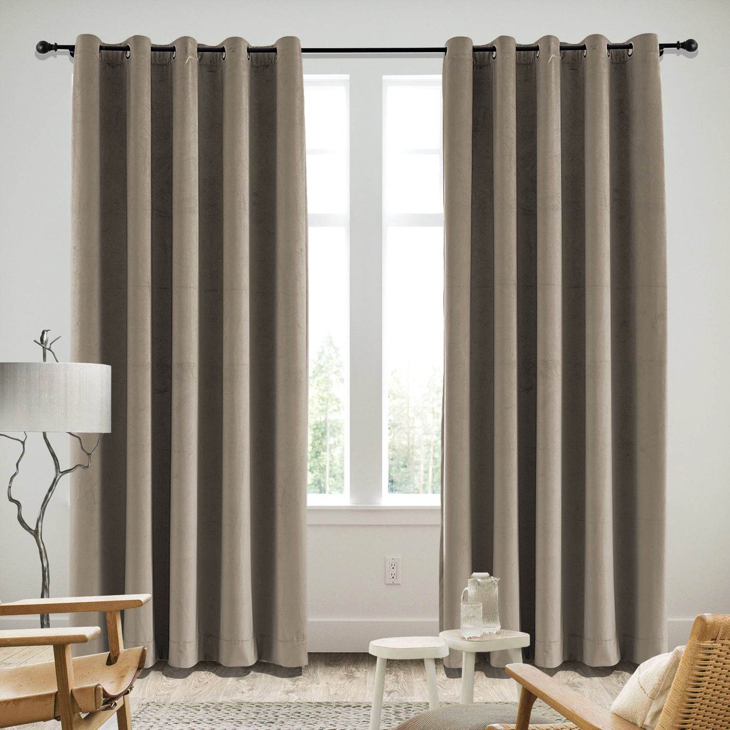 MJ11 Soft Velvet Blackout Drapes For Living Room Bedroom Grommet - Cololeaf