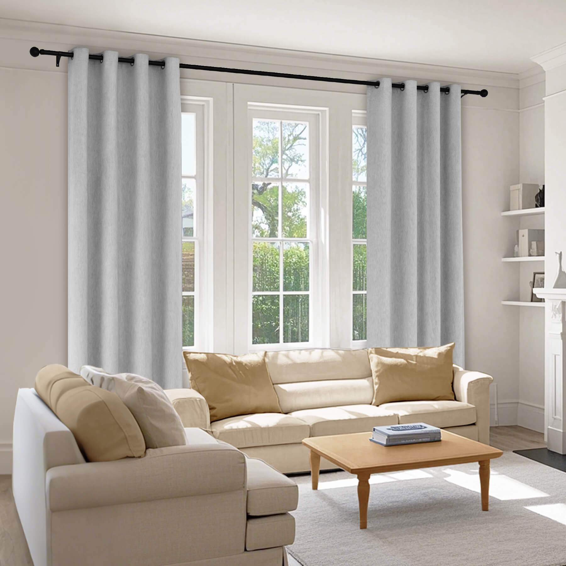 1041 100% Blackout Soft Chenille Linen Blend Curtain Grommet & 4 IN 1 - Cololeaf -- #1 White