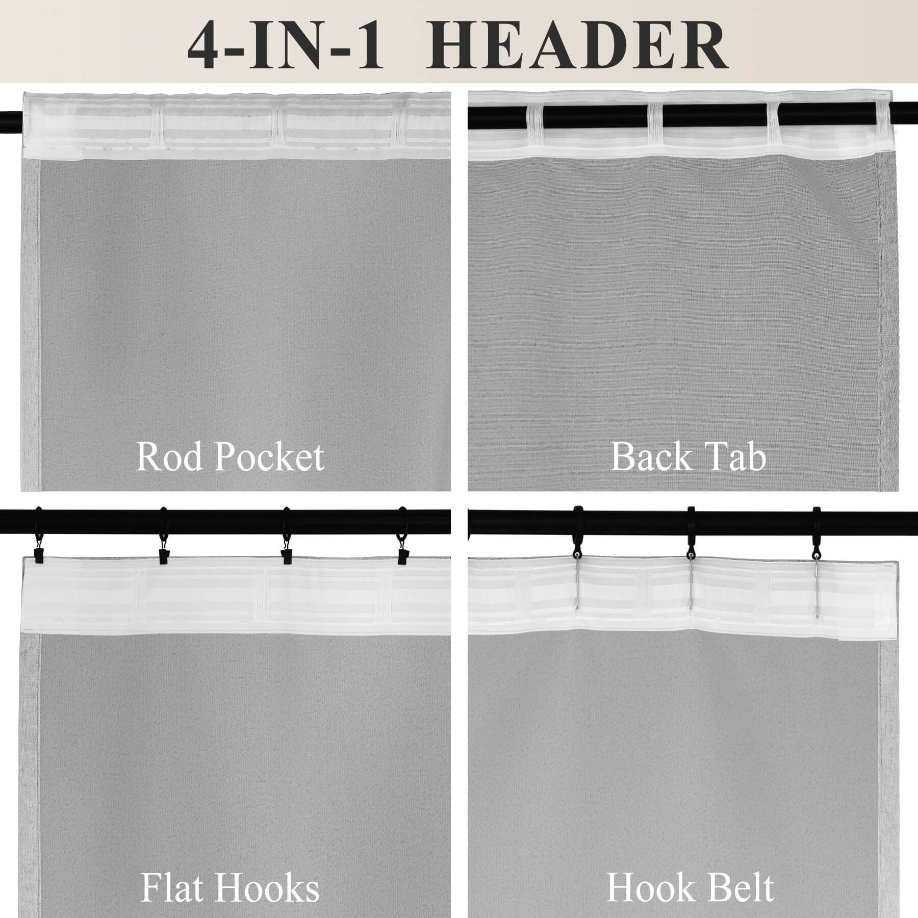 1041 100% Blackout Soft Chenille Linen Blend Curtain Grommet & 4 IN 1 - Cololeaf -- #1 White