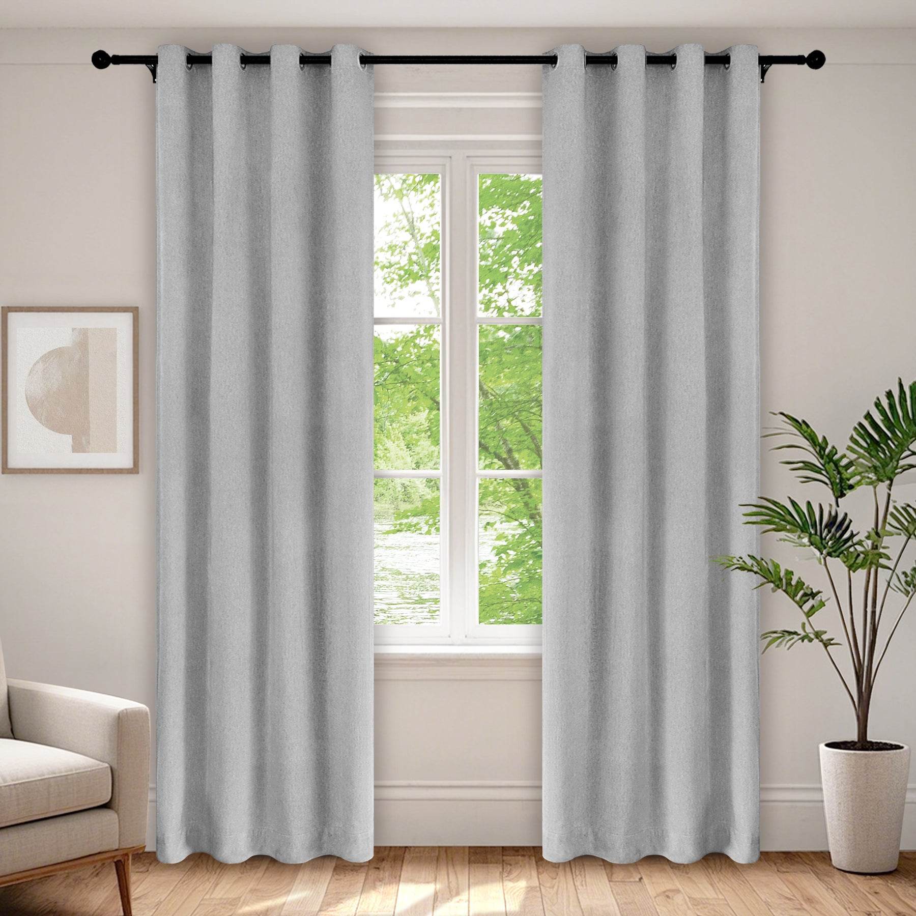 1041 100% Blackout Soft Chenille Linen Blend Curtain Grommet & 4 IN 1 - Cololeaf