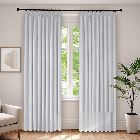 1041 100% Blackout Soft Chenille Linen Blend Curtain Pinch Pleat 1 Panel