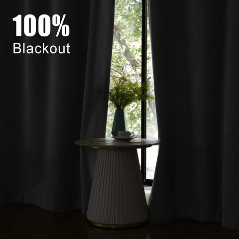 1041 100% Blackout Soft Chenille Linen Blend Curtain Grommet & 4 IN 1 (1 Panel)