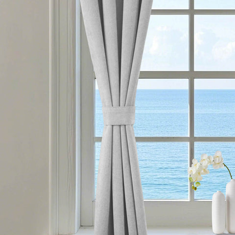 1041 100% Blackout Soft Chenille Linen Blend Curtain Pinch Pleat - Cololeaf -- #1 White