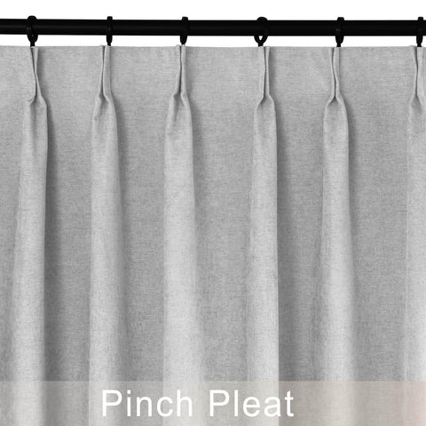 1041 100% Blackout Soft Chenille Linen Blend Curtain Pinch Pleat - Cololeaf -- #1 White