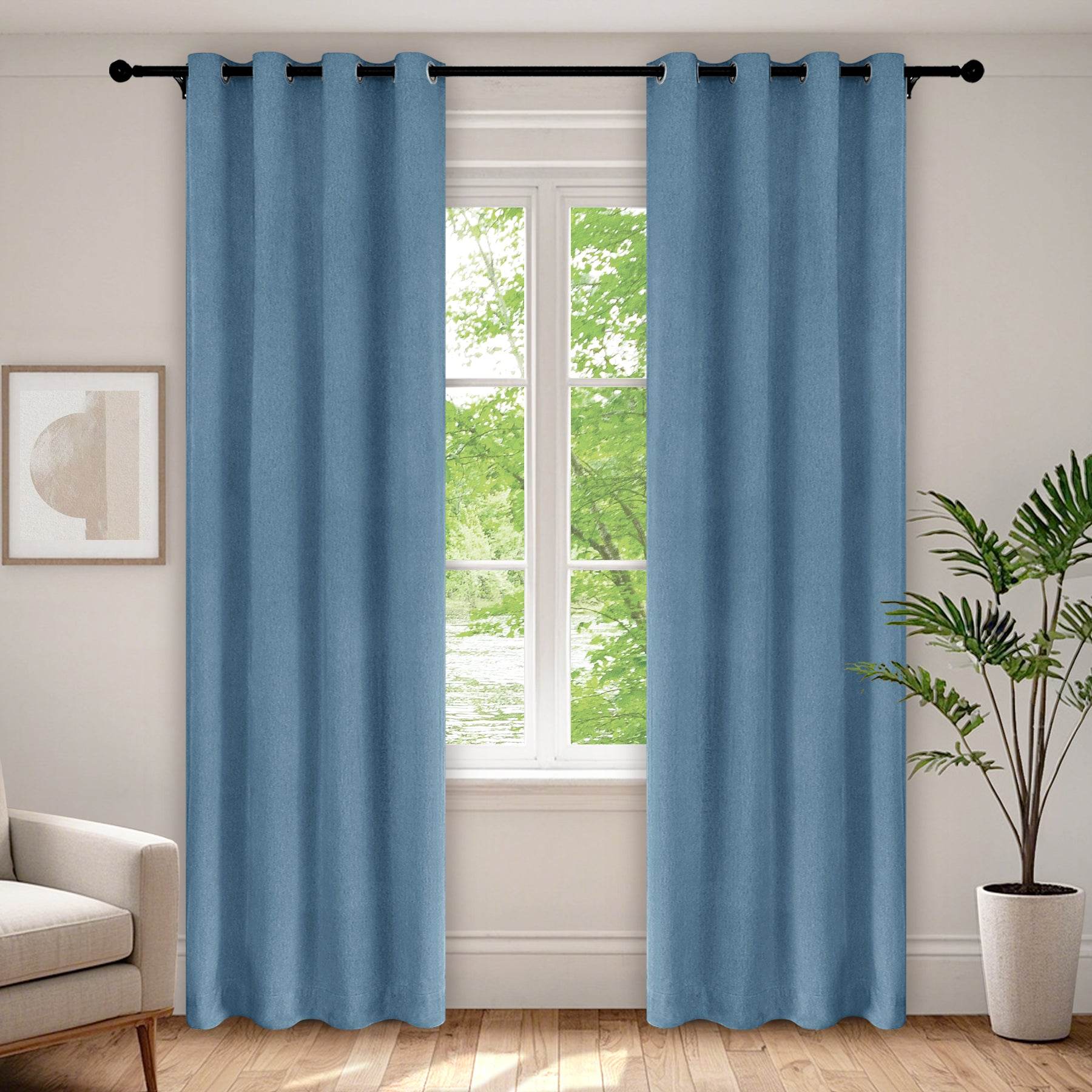 1041 100% Blackout Soft Chenille Linen Blend Curtain Grommet & 4 IN 1 - Cololeaf