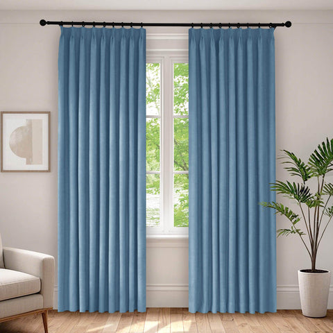 1041 100% Blackout Soft Chenille Linen Blend Curtain Pinch Pleat - Cololeaf -- #1 White