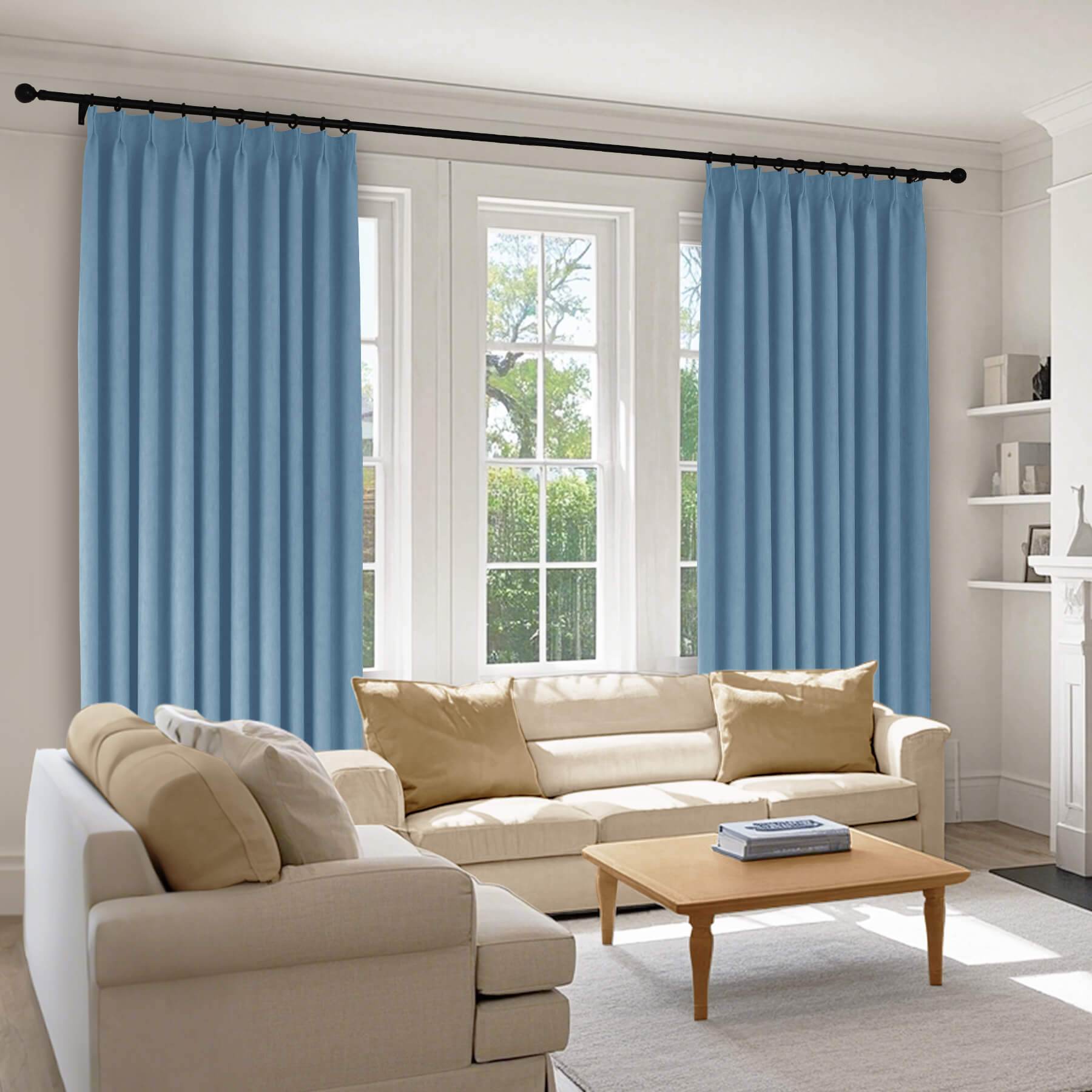 1041 100% Blackout Soft Chenille Linen Blend Curtain Pinch Pleat - Cololeaf -- #1 White