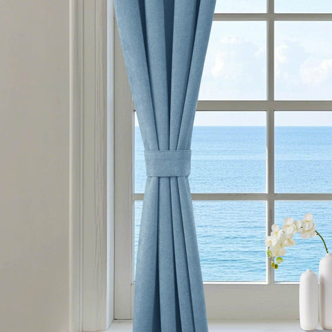 1041 100% Blackout Soft Chenille Linen Blend Curtain Pinch Pleat - Cololeaf -- #1 White