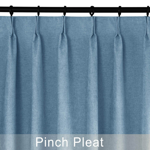 1041 100% Blackout Soft Chenille Linen Blend Curtain Pinch Pleat - Cololeaf -- #1 White