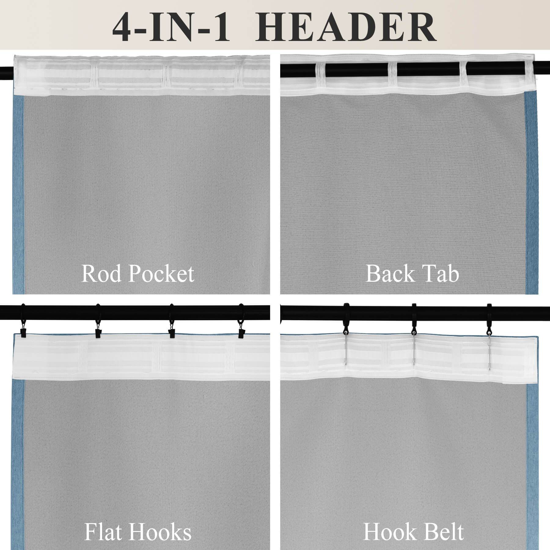 1041 100% Blackout Soft Chenille Linen Blend Curtain Grommet & 4 IN 1 - Cololeaf -- #1 White