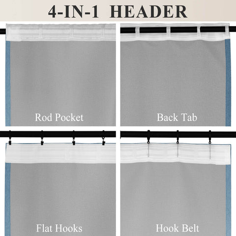 1041 100% Blackout Soft Chenille Linen Blend Curtain Grommet & 4 IN 1 - Cololeaf -- #1 White