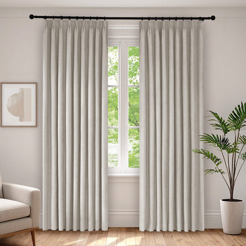 1041 100% Verdunkelungs-Soft-Chenille-Leinen-Mischvorhang mit Faltenband, 1 Schal