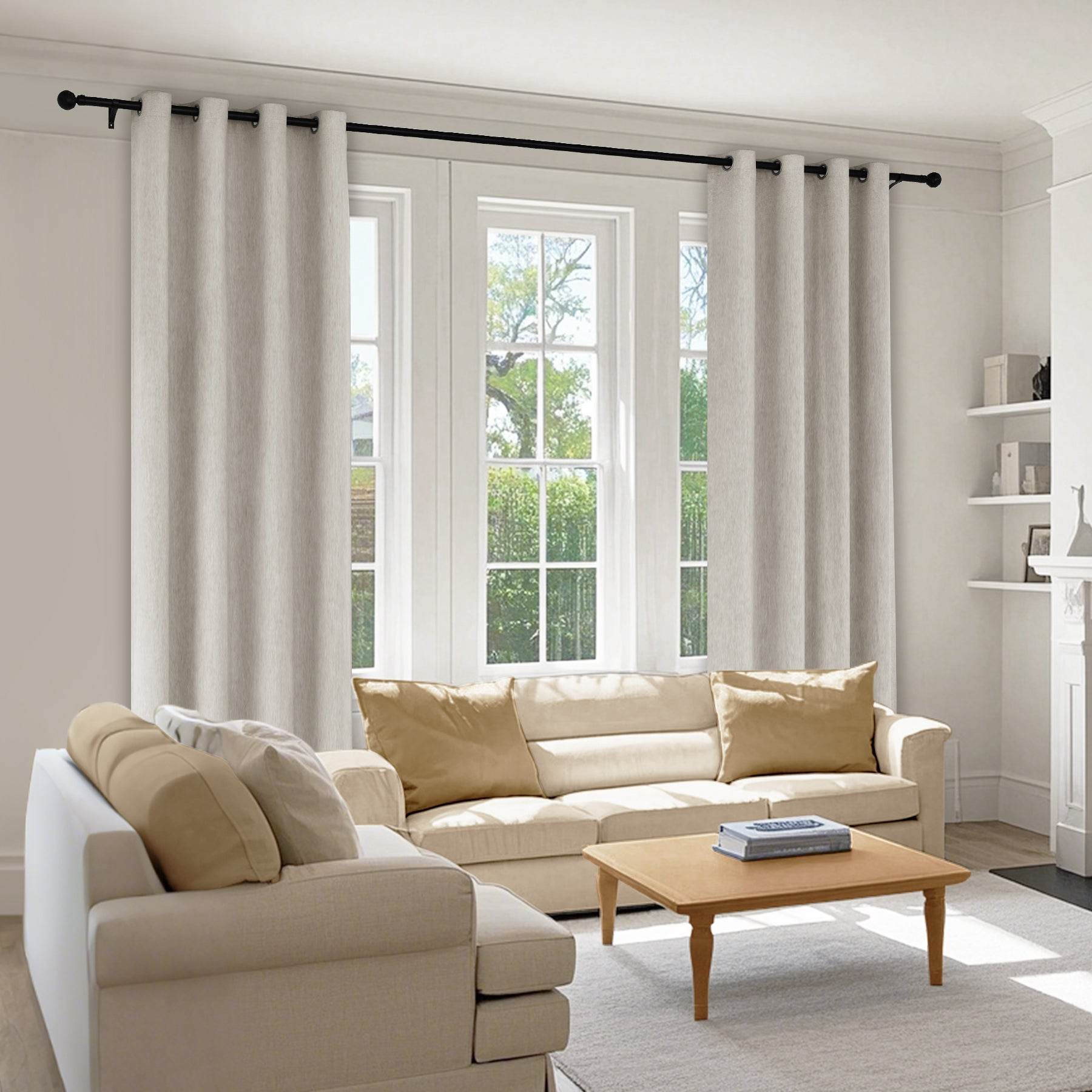 1041 100% Blackout Soft Chenille Linen Blend Curtain Grommet & 4 IN 1 - Cololeaf
