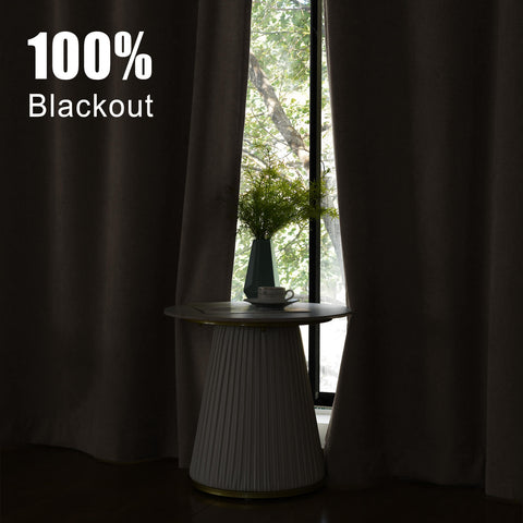 1041 100% Blackout Soft Chenille Linen Blend Curtain Grommet & 4 IN 1 (1 Panel)