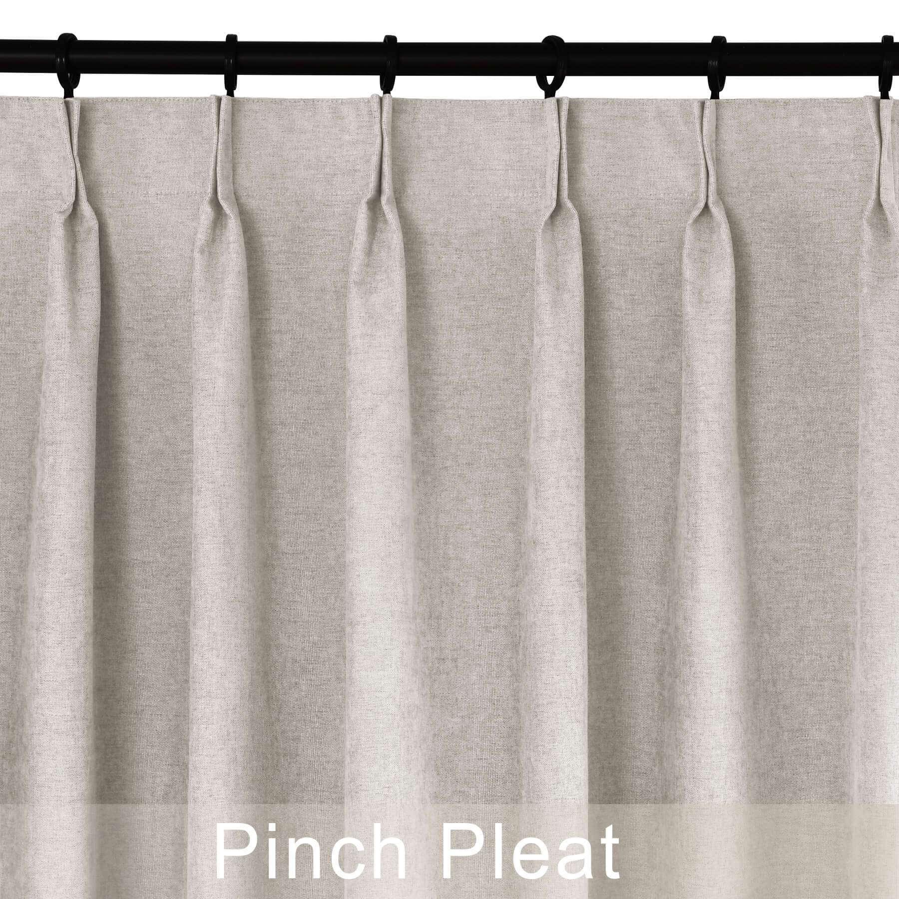 1041 100% Blackout Soft Chenille Linen Blend Curtain Pinch Pleat - Cololeaf -- #1 White