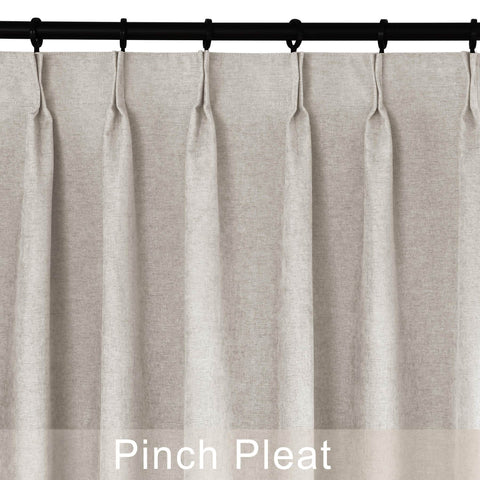 1041 100% Blackout Soft Chenille Linen Blend Curtain Pinch Pleat - Cololeaf -- #1 White