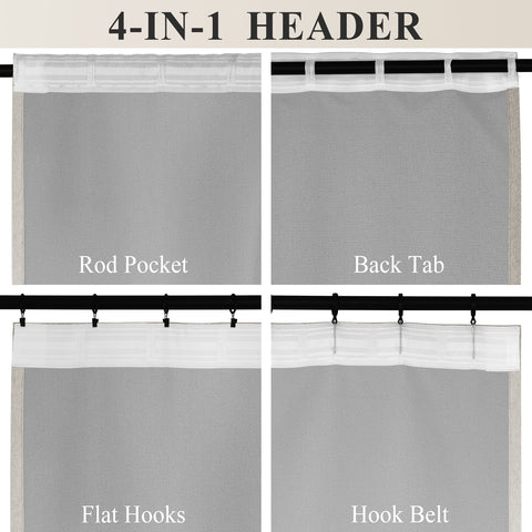 1041 100% Blackout Soft Chenille Linen Blend Curtain Grommet & 4 IN 1