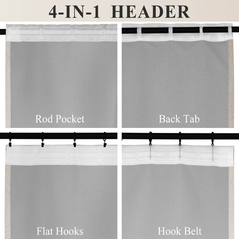 1041 100% Blackout Soft Chenille Linen Blend Curtain Grommet & 4 IN 1 (1 Panel)