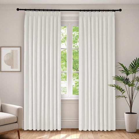 1041 100% Blackout Soft Chenille Linen Blend Curtain Pinch Pleat 1 Panel