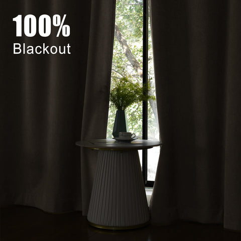 1041 100% Blackout Soft Chenille Linen Blend Curtain Grommet & 4 IN 1 (1 Panel)