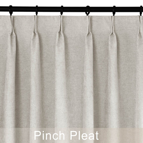1041 100% Blackout Soft Chenille Linen Blend Curtain Pinch Pleat - Cololeaf -- #1 White