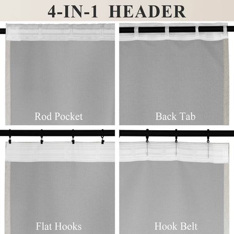 1041 100% Blackout Soft Chenille Linen Blend Curtain Grommet & 4 IN 1 - Cololeaf -- #1 White