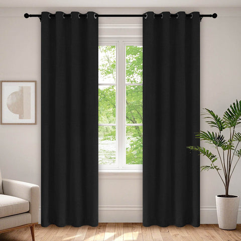 1041 100% Blackout Soft Chenille Linen Blend Curtain Grommet & 4 IN 1 - Cololeaf