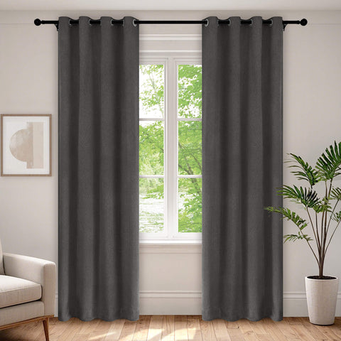 1041 100% Blackout Soft Chenille Linen Blend Curtain Grommet & 4 IN 1 (1 Panel)