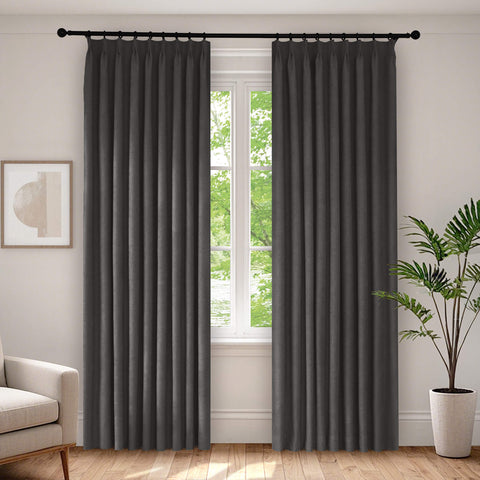1041 100% Verdunkelungs-Soft-Chenille-Leinen-Mischvorhang mit Faltenband, 1 Schal