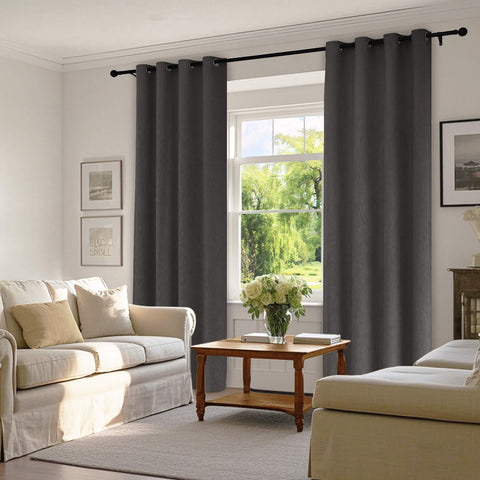 1041 100% Blackout Soft Chenille Linen Blend Curtain Grommet & 4 IN 1 (1 Panel)
