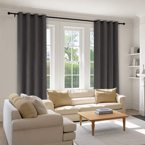 1041 100% Blackout Soft Chenille Linen Blend Curtain Grommet & 4 IN 1 (1 Panel)