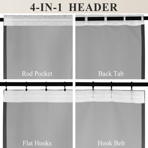 1041 100% Blackout Soft Chenille Linen Blend Curtain Grommet & 4 IN 1