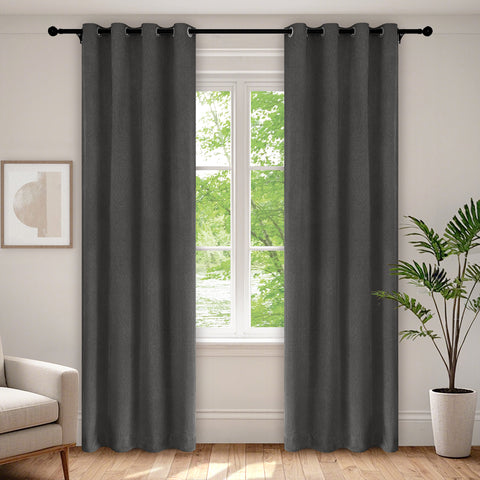 1041 100% Blackout Soft Chenille Linen Blend Curtain Grommet & 4 IN 1