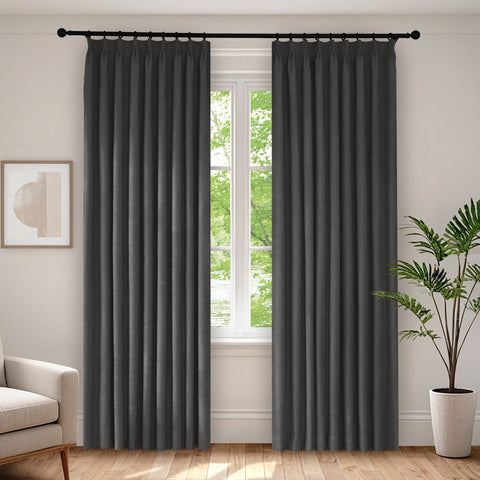 1041 100% Blackout Soft Chenille Linen Blend Curtain Pinch Pleat